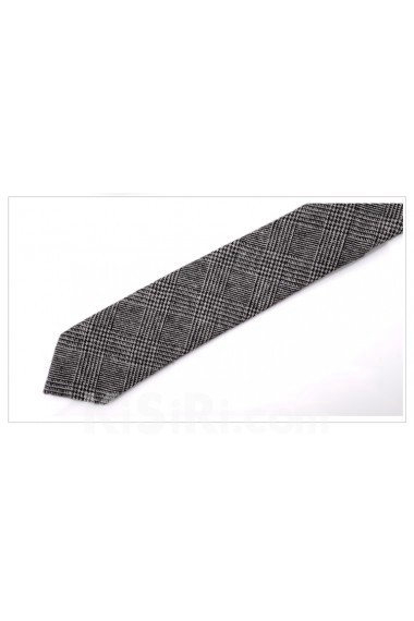 Gray Plaid Wool Skinny Ties