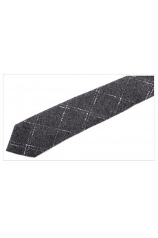 Gray Plaid Wool Skinny Ties