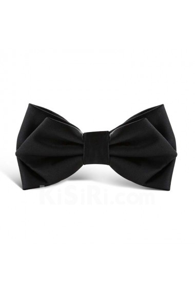 Black Solid Microfiber Diamond Tip Bow Tie