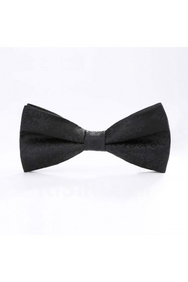 Black Floral Microfiber Butterfly Bow Tie