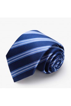 Blue Striped 100% Silk NeckTie