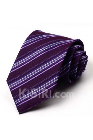 Purple Striped Polyester NeckTie