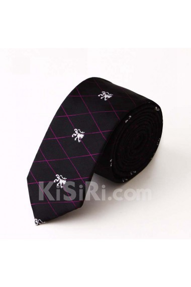 Black Plaid Microfiber NeckTie