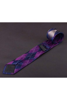 Blue Plaid 100% Silk NeckTie