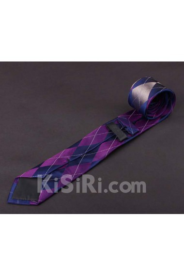 Blue Plaid 100% Silk NeckTie