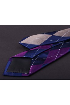 Blue Plaid 100% Silk NeckTie
