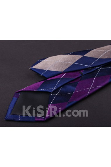 Blue Plaid 100% Silk NeckTie