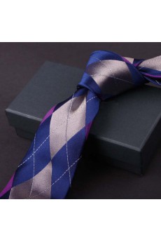 Blue Plaid 100% Silk NeckTie