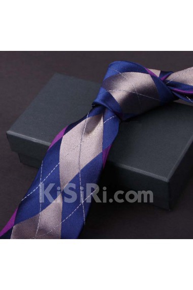 Blue Plaid 100% Silk NeckTie