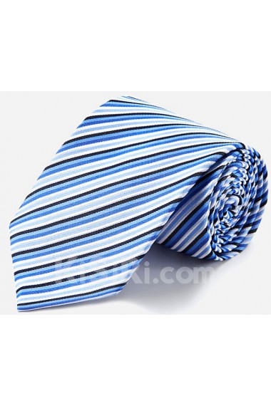 Blue Striped 100% Silk NeckTie