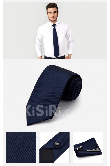 Blue Solid Cotton & Polyester NeckTie