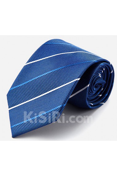 Blue Striped 100% Silk NeckTie