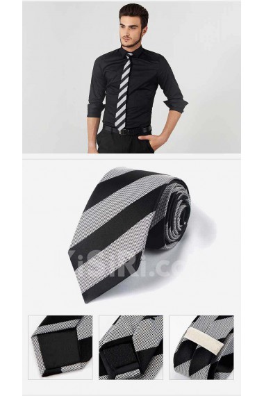 Black Striped Polyester NeckTie