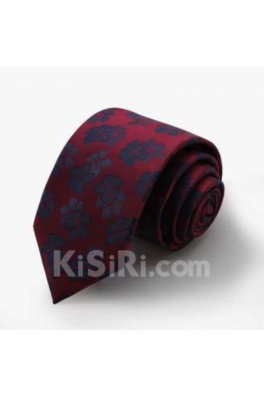 Red Floral Microfiber Skinny Tie