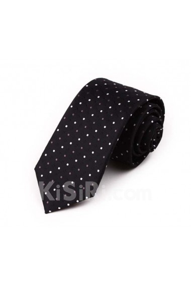 Black Polka Dot Microfiber Skinny Tie