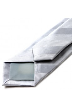 Gray Striped Microfiber Skinny Tie