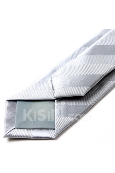 Gray Striped Microfiber Skinny Tie