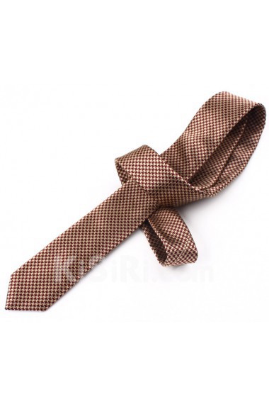 Brown Floral Microfiber Skinny Tie