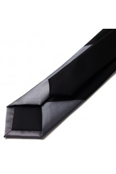 Gray Striped Microfiber Skinny Tie
