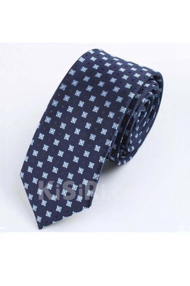 Blue Floral Polyester Skinny Tie