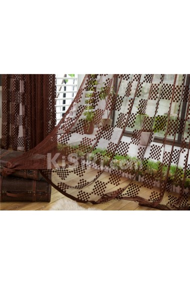 Plaid Made to Measure Sheer Curtain (Two Panels)
