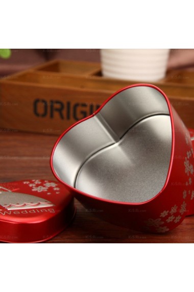 Red Color Heart-shaped Wedding Favor Boxes (12 Pieces/Set)