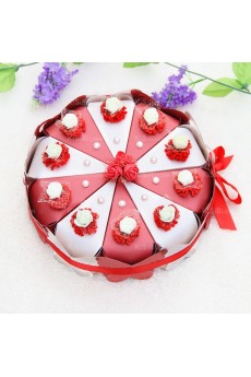 Personalized Wedding Favor Boxes with Flowers Pearls Ribbons (10 Pieces/Set)