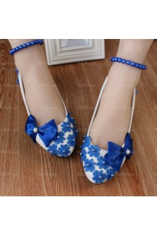 Stylish Lace Bridal Wedding Shoes with Bowknot and Pearl