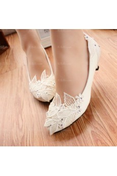 Cheap Lace Bridal Wedding Shoes with Flower and Rhinestone