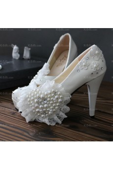 Cheap Lace Bridal Wedding Shoes with Rhinestone Pearl